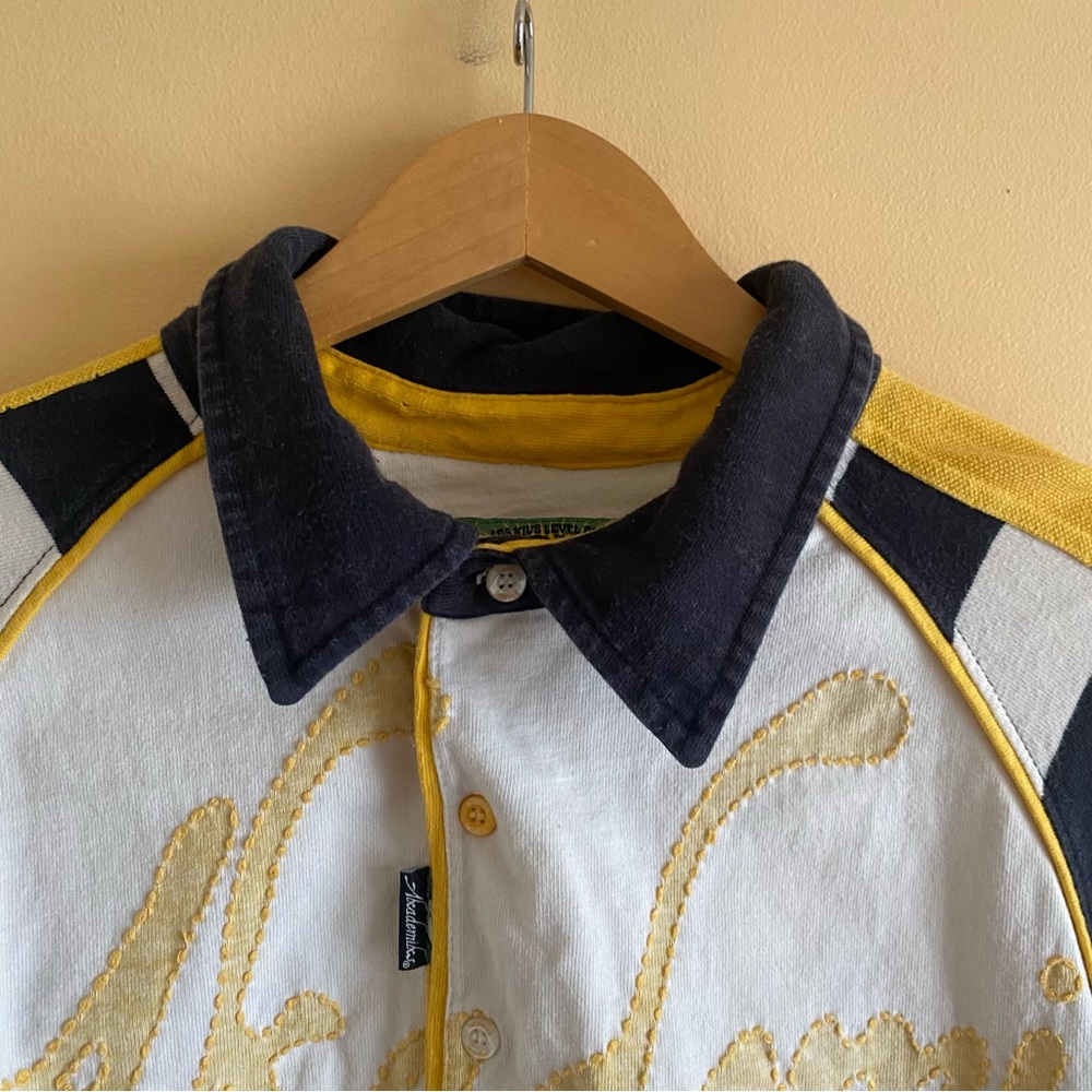 Akademiks AKDMKS Rugby Shirt Men’s Large Striped Long Sleeve Polo Y2K Streetwear - Picture 5 of 16